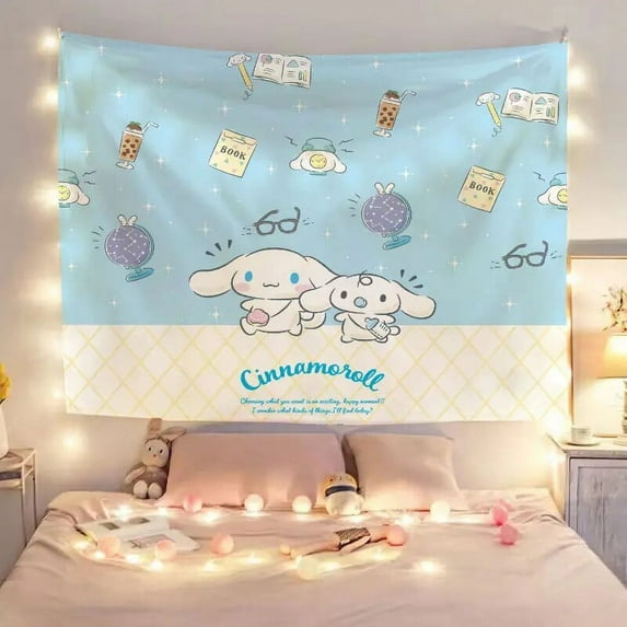 Sanrios Mymelody Cinnamoroll Kuromi Cartoon Tapestry Cloth Wall Hanging Carpet kawaii Anime Throw Yoga Beach Mat Blanket Nordic
