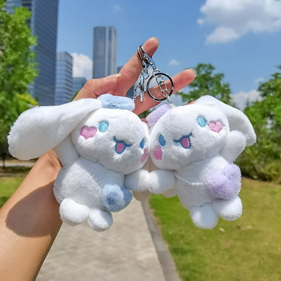 Sanrios New Creative Cartoon Girl Heart Plush Cinnamoroll Series Magnetic Keychain Doll Couple Gift Toy Halloween Decoration