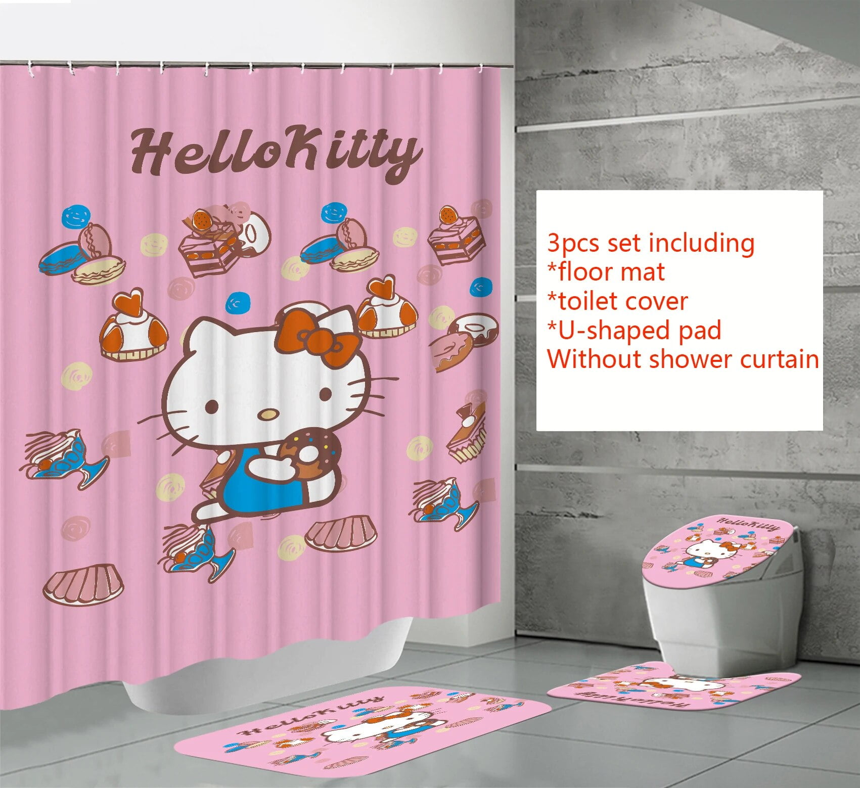 Sanrios Shower Curtain Anime Hello Kittys Kuromi Cartoon My Melody