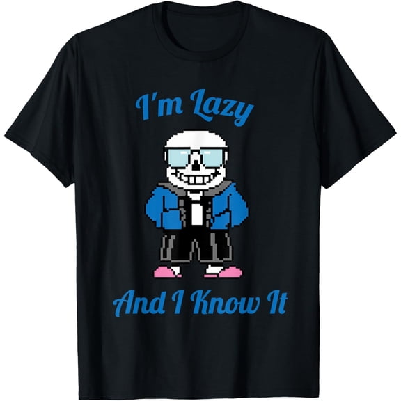 Sans Cool Pixel Art I'M Lazy And I Know It T-Shirt All Size S-5Xl