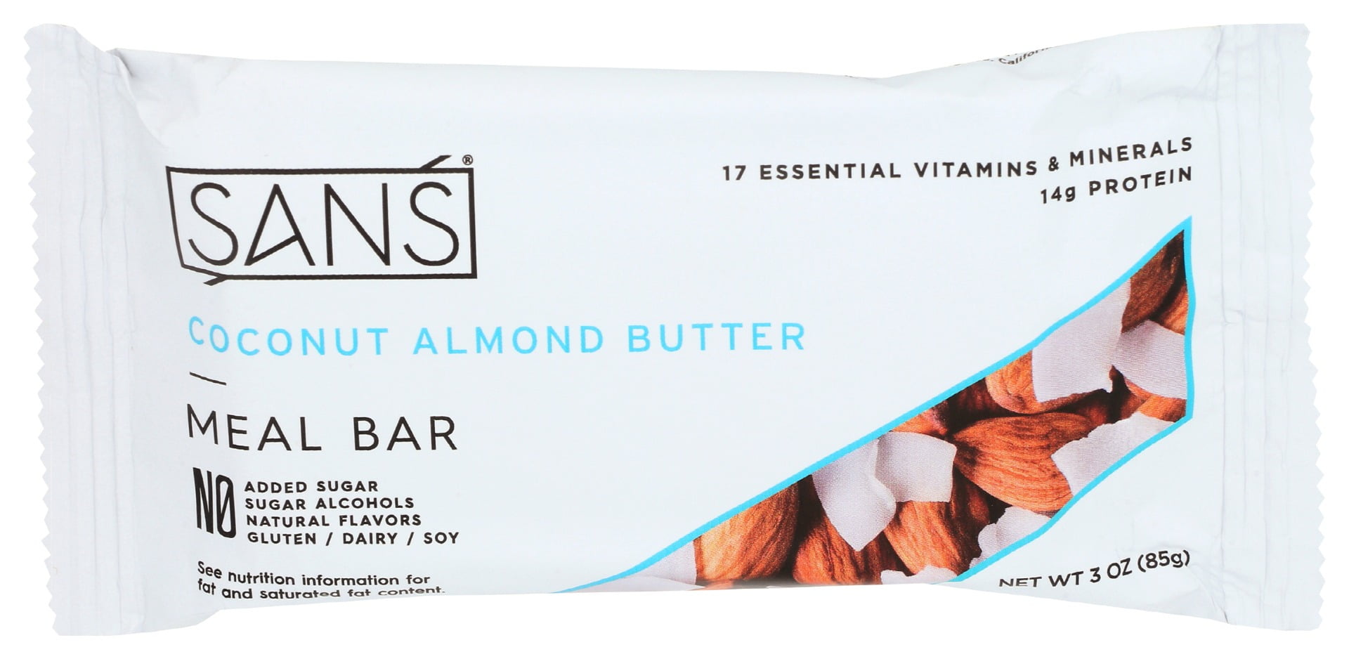 SANS Meal Bar Coconut Almond Butter Meal Replacement Bar, 12 Pack, 3 oz