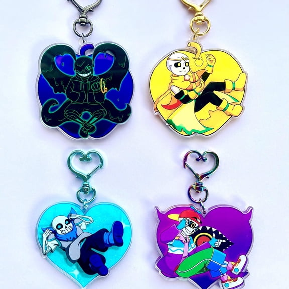 Sans Undertale AU Double Sided Acrylic Heart Keychain Set 2 (1 keychain)