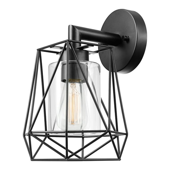 Sansa 1-Light Black Outdoor/Indoor Wall Sconce, 44300