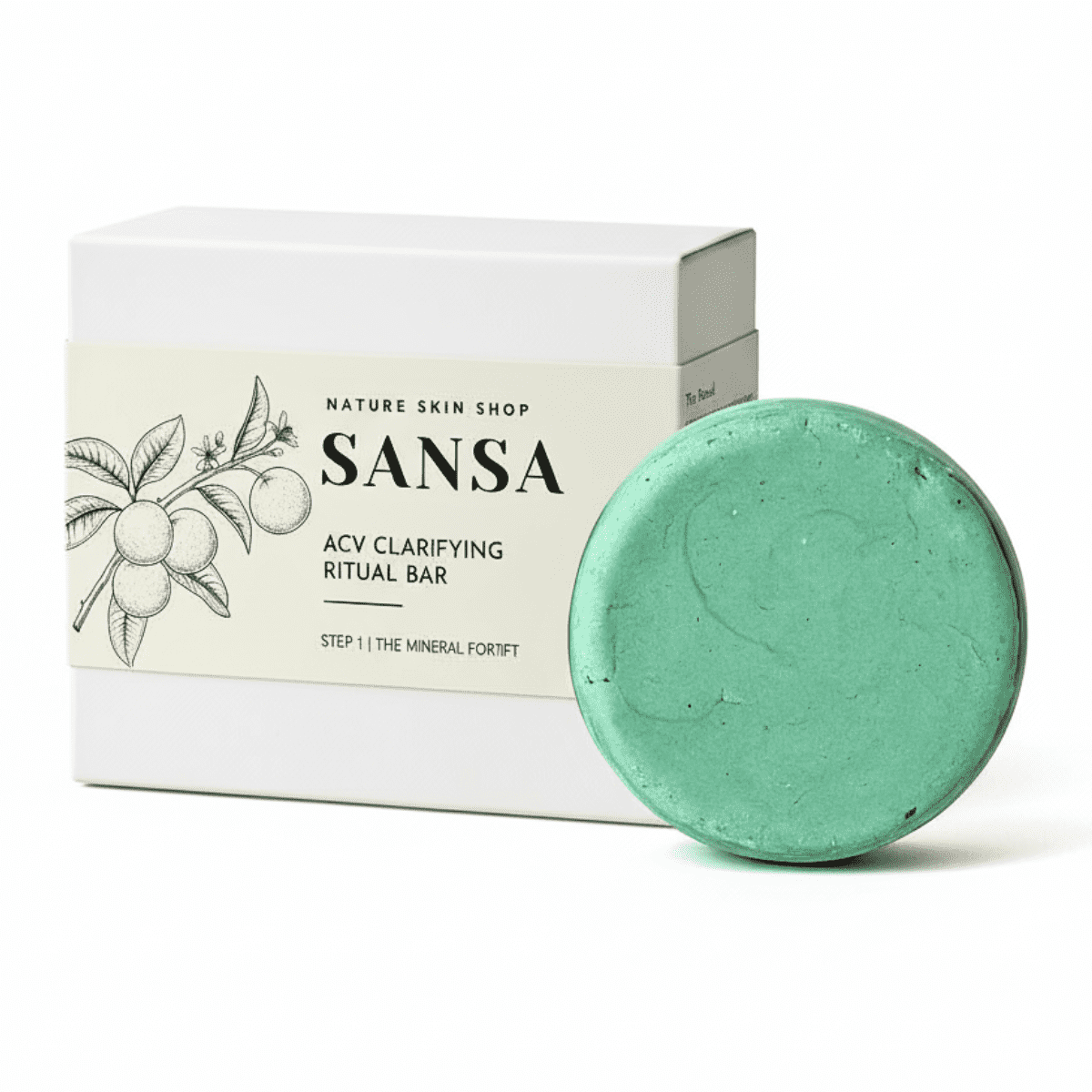 Nature Skin Shop Sansa Apple Cider Vinegar Clarifying Shampoo Bar, Removes Buildup & Adds Shine for Dull, Oily Hair, Sulfate-Free