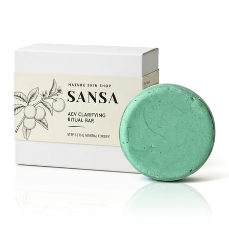 Nature Skin Shop Sansa Apple Cider Vinegar Clarifying Shampoo Bar, Removes Buildup & Adds Shine for Dull, Oily Hair, Sulfate-Free