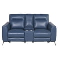 thumbnail image 1 of Sansa Ocean Blue Top Grain Leather Power Reclining Console Loveseat, 1 of 7