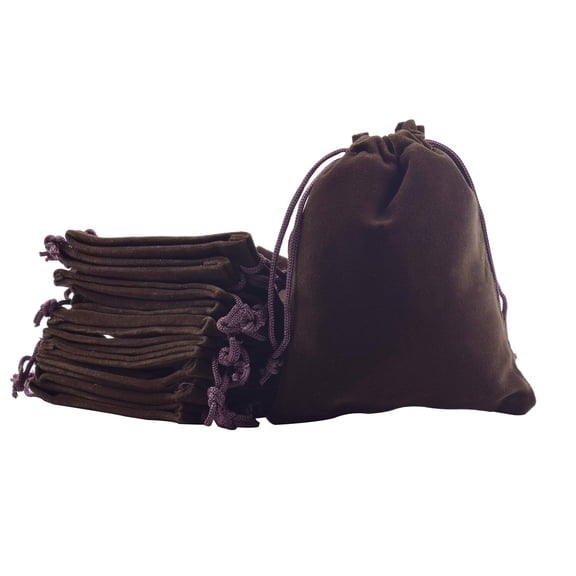Sansam 50pcs Brown Velvet Jewelry Pouches Drawstring 2x2.8 Inch