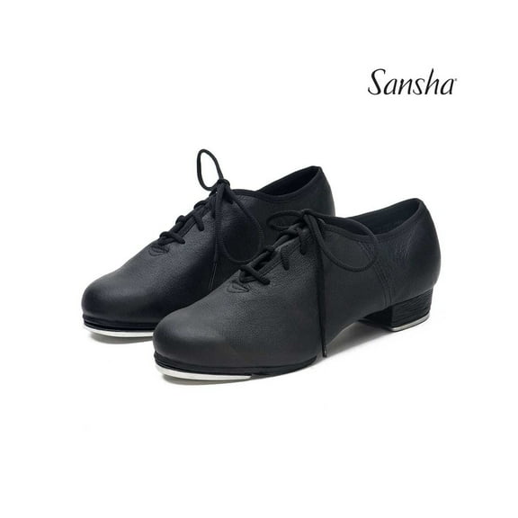 Sansha T-SPLIT TA01Lco Leather Split-Sole Tap Shoes with Oxford Design for Advanced Dancers, Black, Size 08 W
