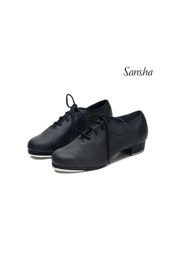 T-SPLIT TA01Lco Leather Split-Sole Tap Shoes with Oxford Design for Advanced Dancers, Black, Size 12 W