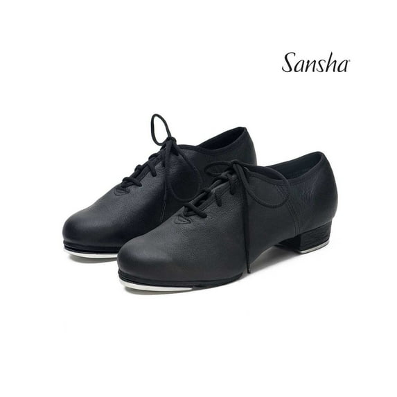 Sansha "T-SPLIT" TA02Lpi Split-Sole Leather Tap Shoes for Adults & Youth, Black, Size 11 M