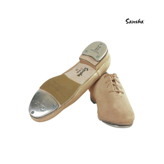 Sansha T-MEGA Leather Oxford Tap Shoes with Low Heel for Performance & Practice, Tan, US Ladies 15 W