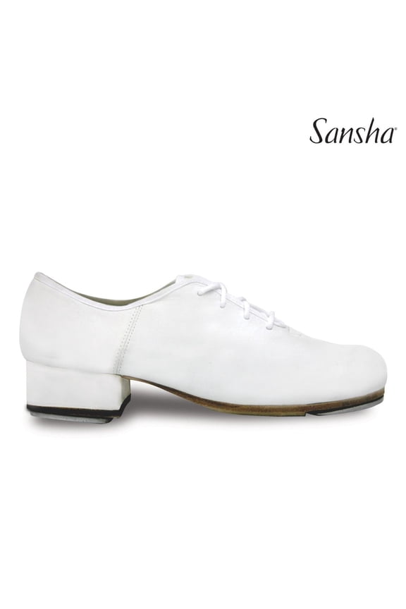 T-WORLD TA99Lco Women's Leather Oxford Tap Shoes with Taps, White, Size 07