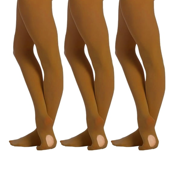 Sansha T90AD Youth Microfiber Tights, Exceptional Stretch & a Smooth Finish for Stage, Cal-sun, One size (3-Pack)