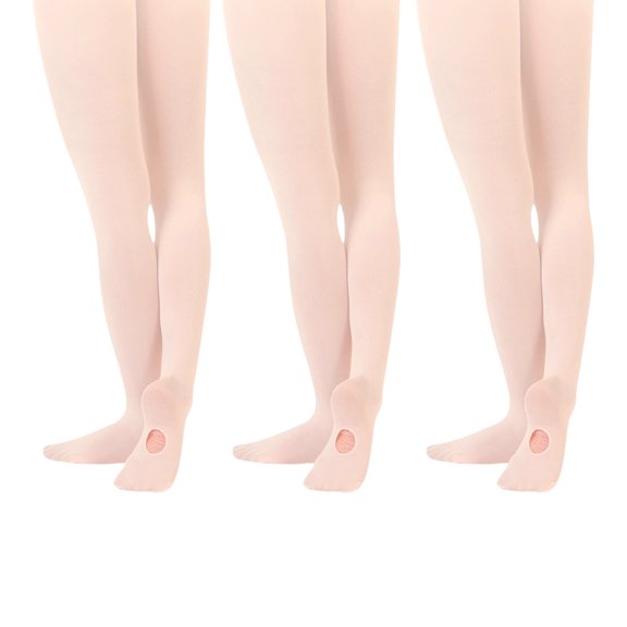 Sansha T90AD Youth Microfiber Tights, Exceptional Stretch & a Smooth Finish for Stage, Pink, One size (3-Pack)