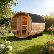 Sansheng  6 Person Premium Patchwork Red Cedar Barrel Sauna with 6 Kilowatt Heater