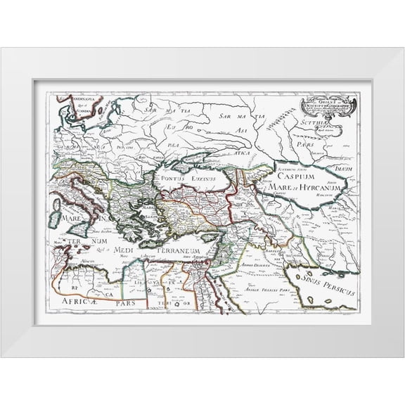 Sanson 14x11 White Modern Wood Framed Museum Art Print Titled - Roman Empire Middle East - Sanson 1641