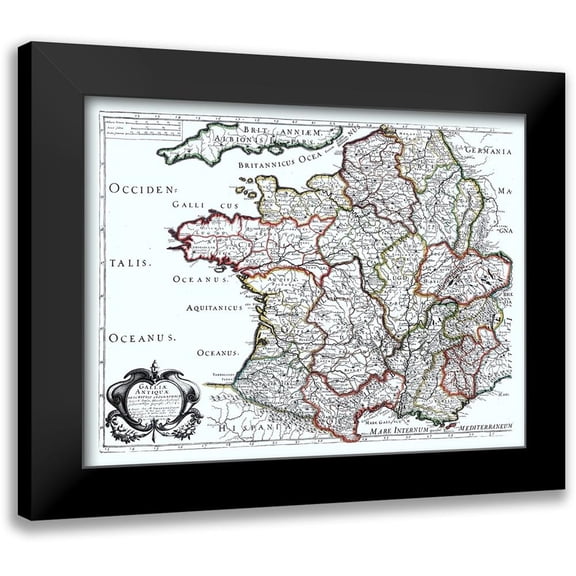 Sanson 14x12 Black Modern Framed Museum Art Print Titled - Ancient France - Sanson 1641