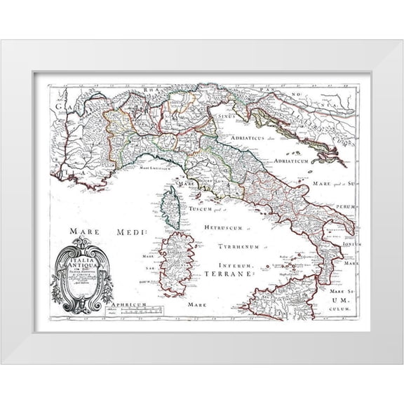 Sanson 14x12 White Modern Wood Framed Museum Art Print Titled - Ancient Italy - Sanson 1641