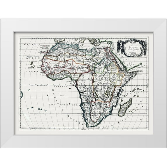 Sanson 24x19 White Modern Wood Framed Museum Art Print Titled - Africa - Sanson 1641
