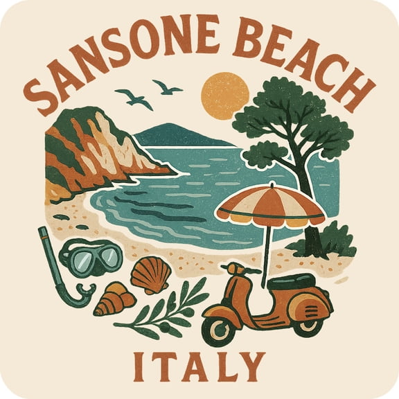 Sansone Beach Italy Keepsakes Souvenir Vinyl Sticker – Destination Travel Keepsake Collectible (3-Inches Wide)