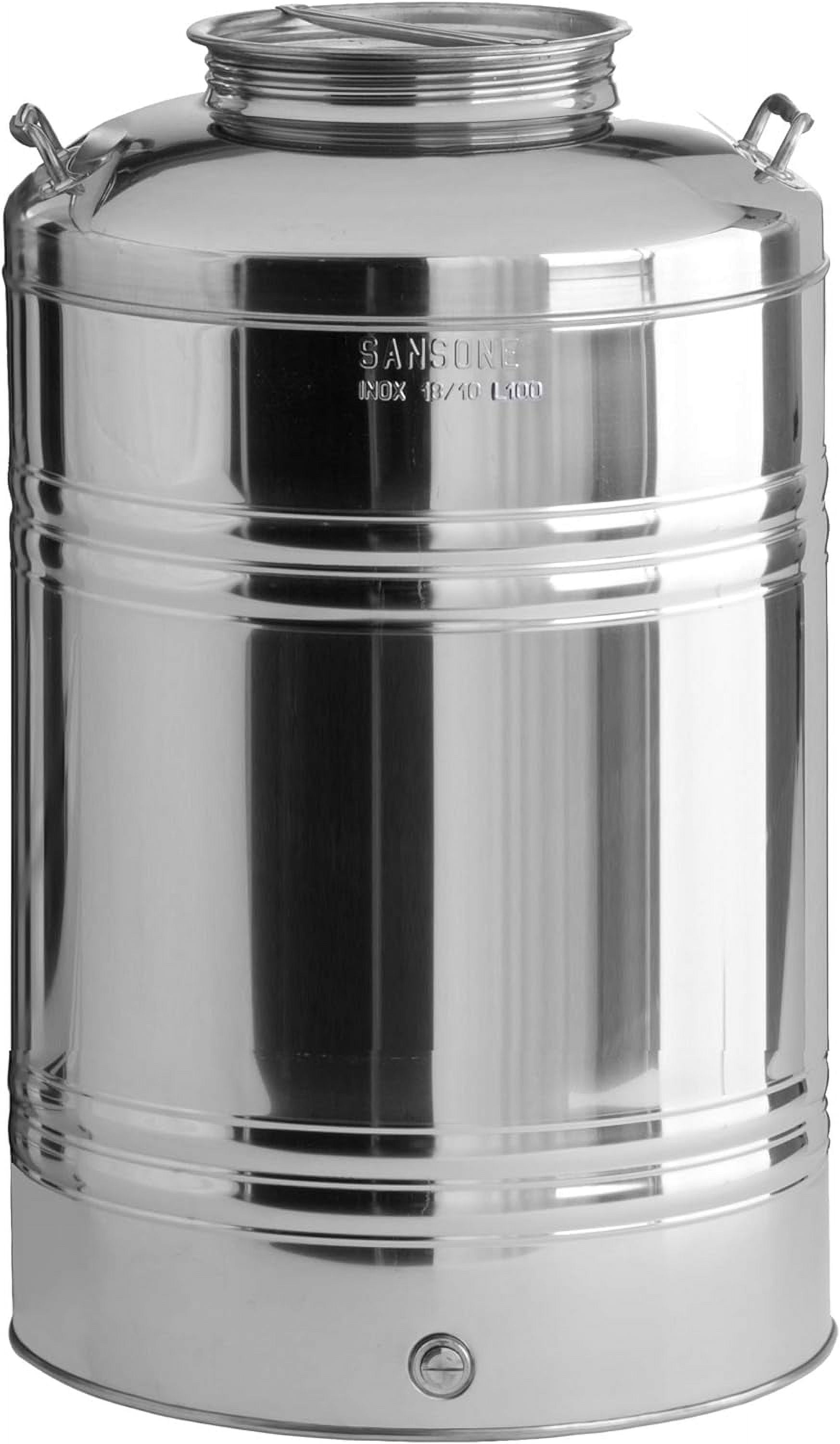 Sansone Stainless Steel Syrup Dispenser with Spigot, 3.96 Gallon jug