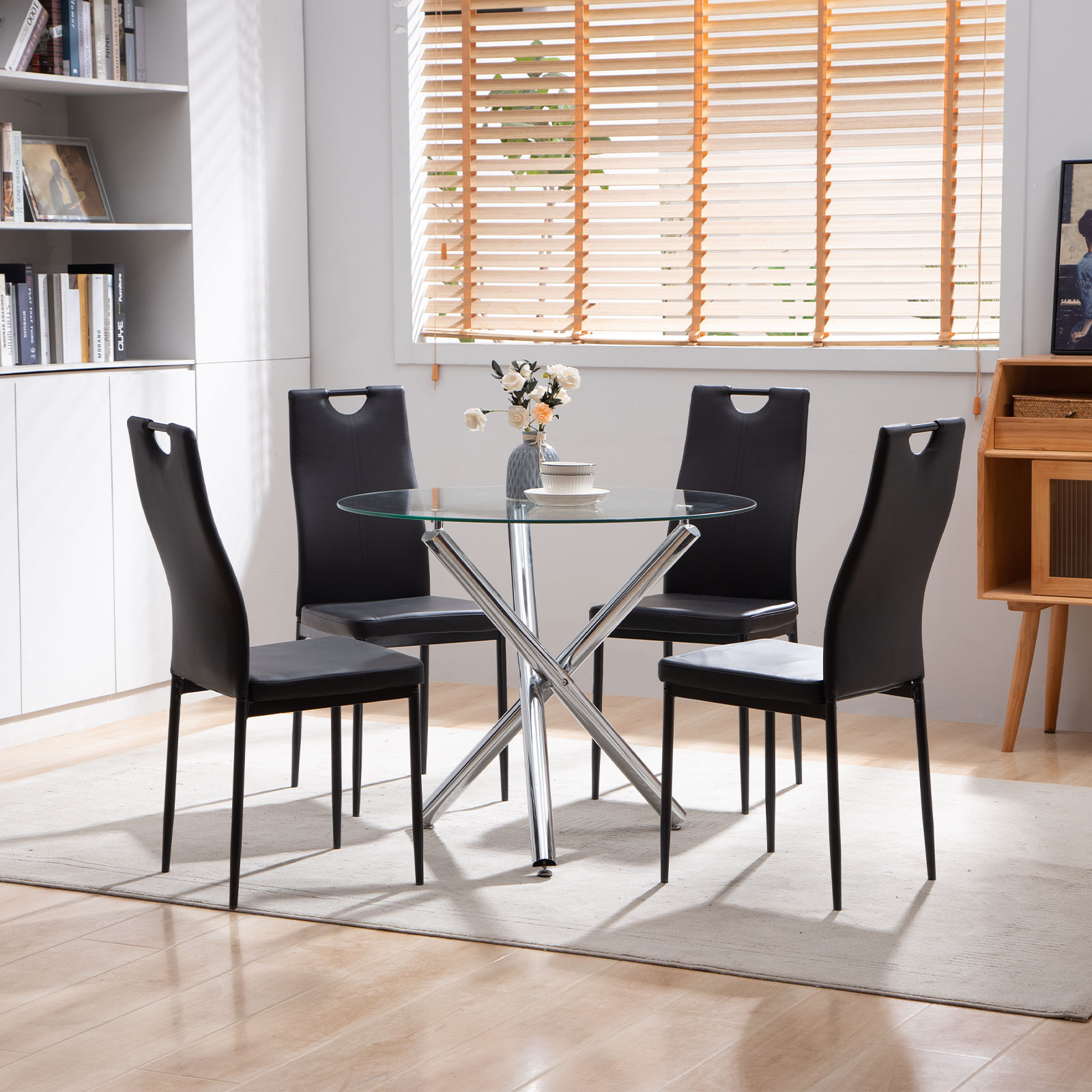 Small Dual Drop Leaf Table and 2 X-back Chairs in Rich Mocha - Set of 3