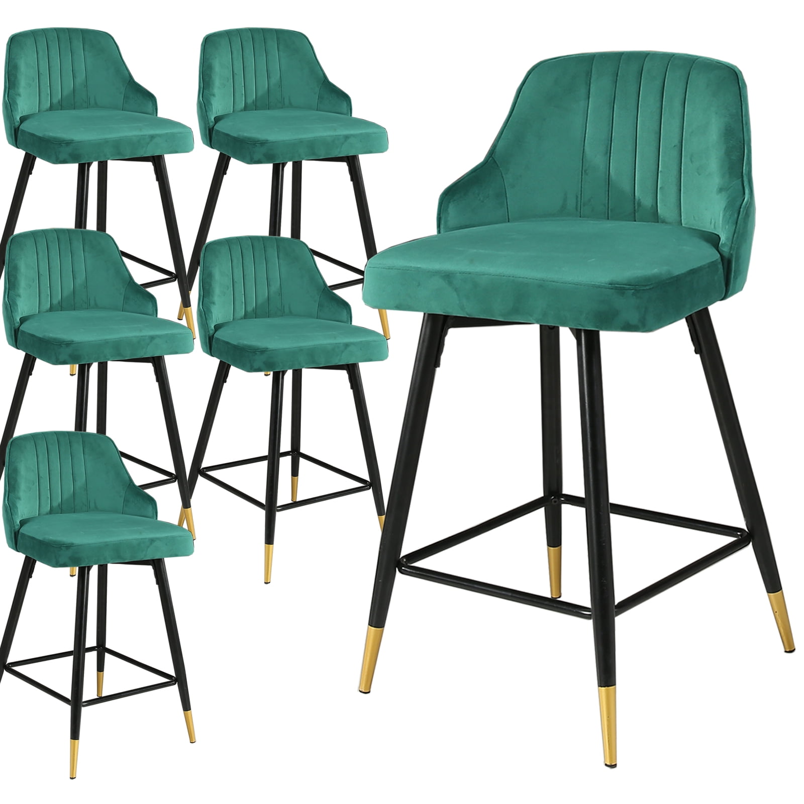 Sanspredet Swivel Bar Stools Set of 6 Modern Velvet Barstools with Low ...