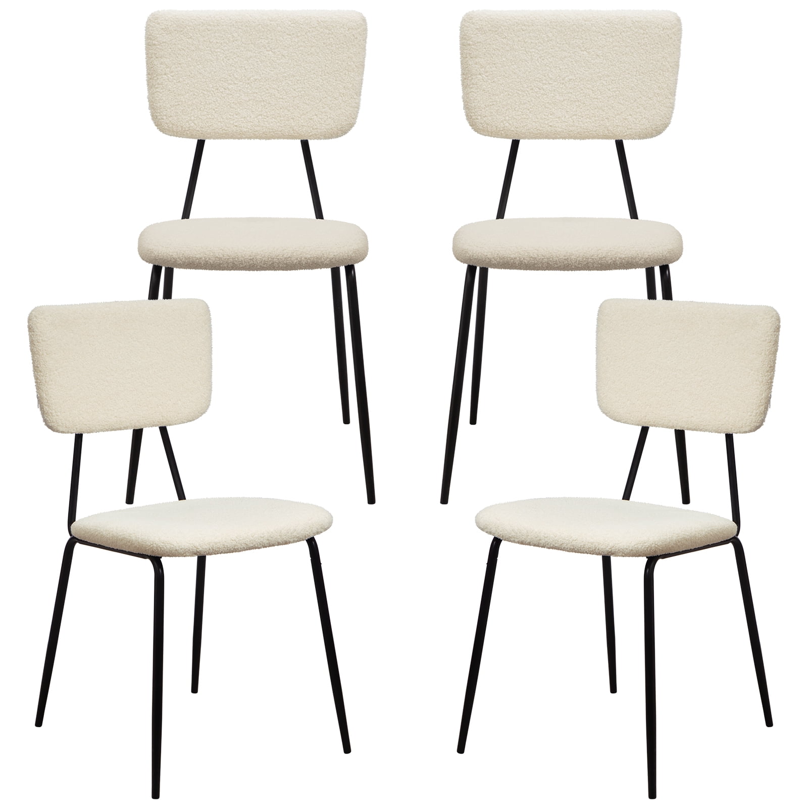 Sanspredet White Dining Chairs Set of 4, Modern Upholstered Boucle