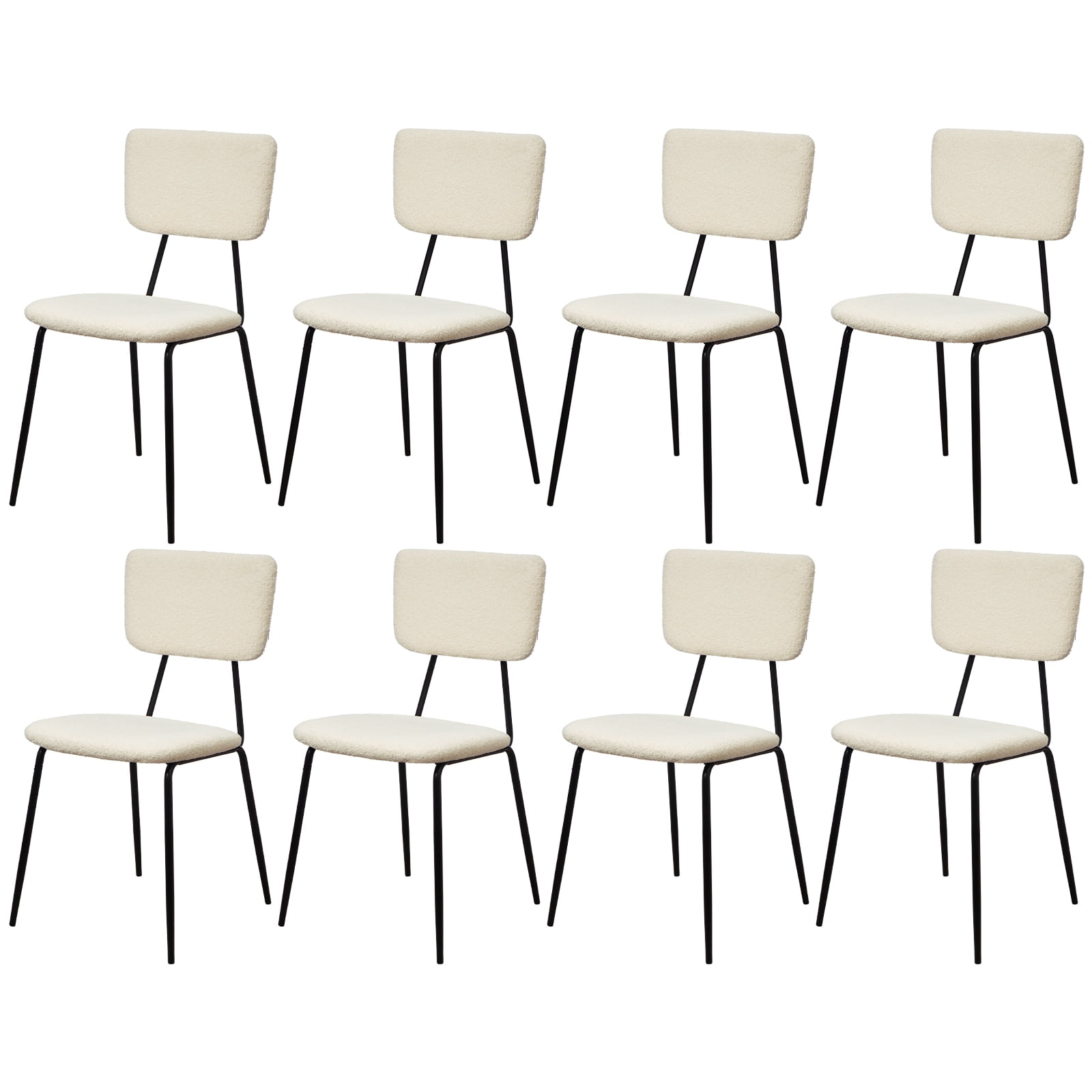 Sanspredet White Dining Chairs Set of 8, Modern Upholstered Boucle