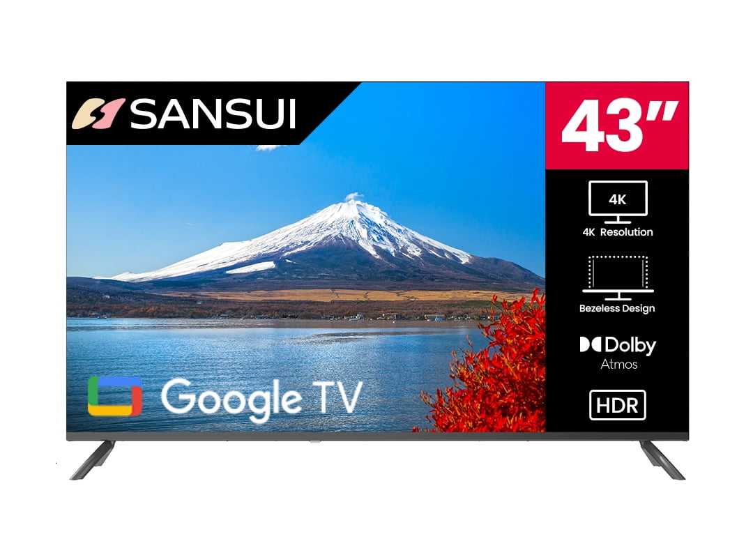 Sansui 43" VA Series 4K UHD Frameless Design Smart TV with Dolby Vision HDR, Dolby Atmos, Google TV