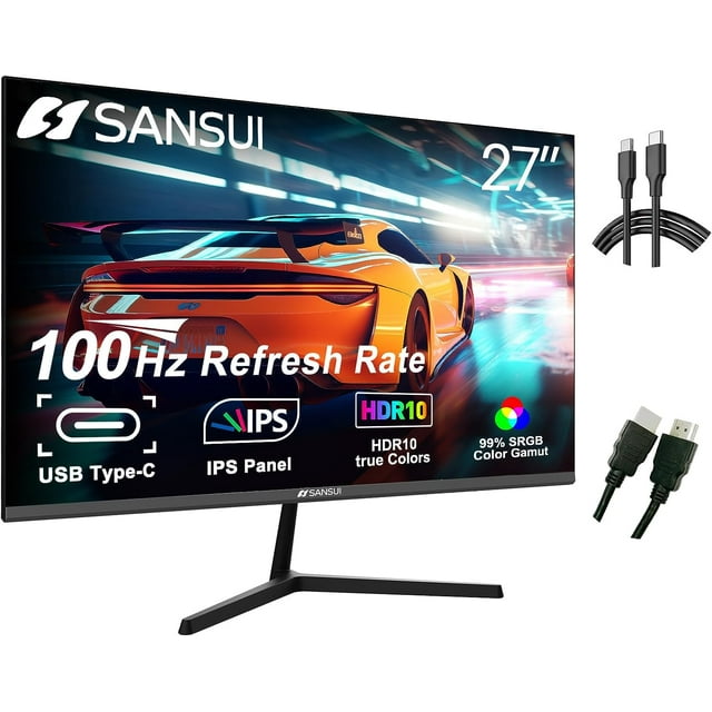 Sansui Computer Monitors 27 inch 100Hz IPS USB TypeC FHD 1080P HDR10