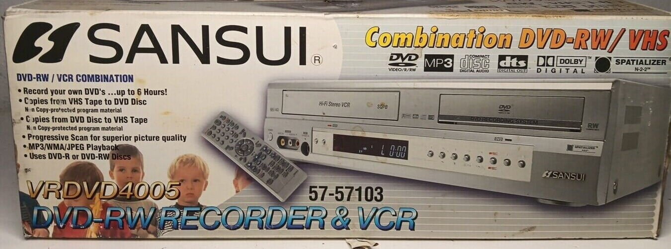 Sansui Vrdvd4005 Dvd Recorder VCR Combo 1 Button Vhs to Dvd Dubbing
