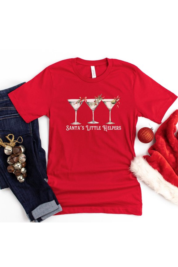 Santa 39 s Helper Shirt Funny Christmas Tee Christmas Cocktails TShirt Holiday Gifted Shir