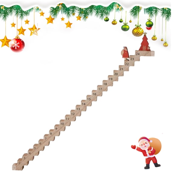 Santa Advents Calendar Christmas Countdowns Calendar with Santa Climbing Stairs Table Top Decors