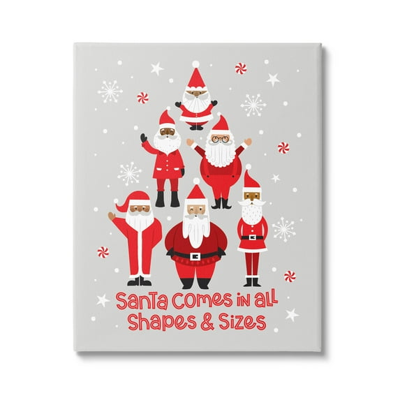 Santa All Shapes & Sizes Christmas Phrase Holiday Graphic Art Gallery Wrapped Canvas Print Wall Art