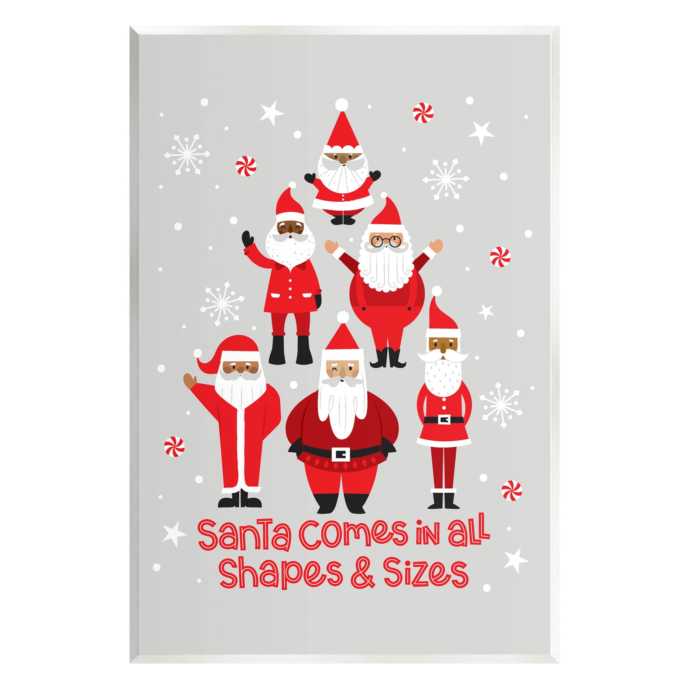Santa All Shapes & Sizes Christmas Phrase Holiday Graphic Art Unframed Art Print Wall Art