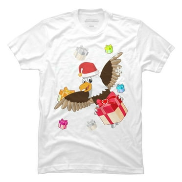 Santa American Bald Eagle Christmas Tee Mens White - Design By Humans  M