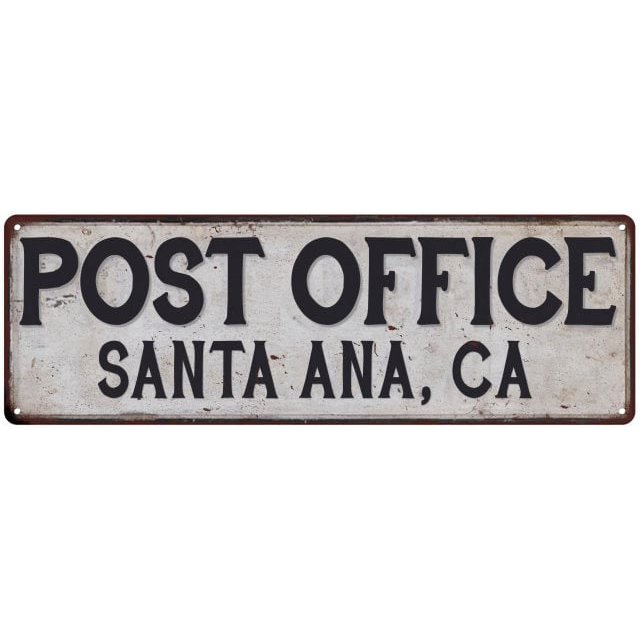 Santa Ana, Ca Post Office Metal Sign Vintage 8x24 108240011048
