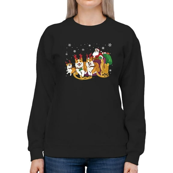 Santa And Dog Reindeers Sweatshirt Women -Smartprints Designs, Female 4X-Large