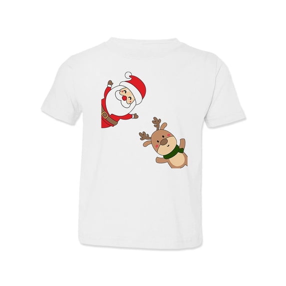 Santa And Reindeer T-Shirt Toddler -Smartprints Designs, 3 Toddler