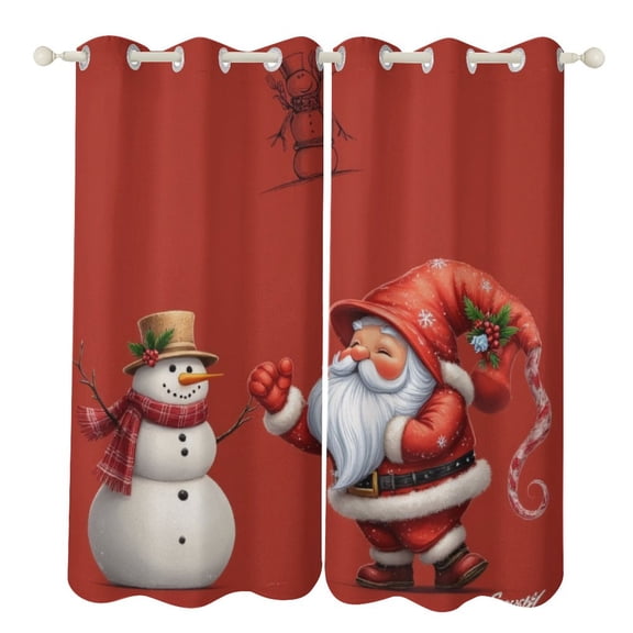 Santa And Snowman Christmas Scene Luxury Window Curtains Blinds for Living Room Kids Bedroom Bathroom Kicthen Door Home Decor 2 Panels