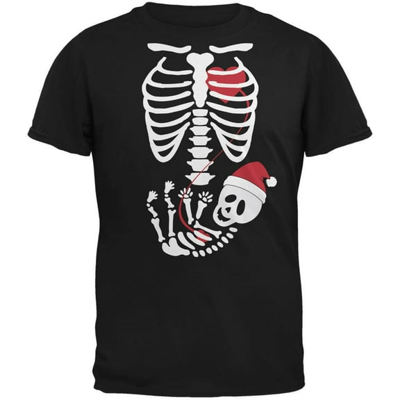 Santa Baby Pregnant Skeleton Halloween Costume T-Shirt - 2X-Large