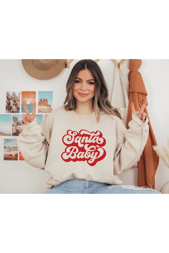 Santa Baby Sweatshirt, Pregnancy Sweatshirt, Baby Announcement , Maternity, New Mom Sweater, Pregnant Santa Baby Tshirt All Size S-5XL