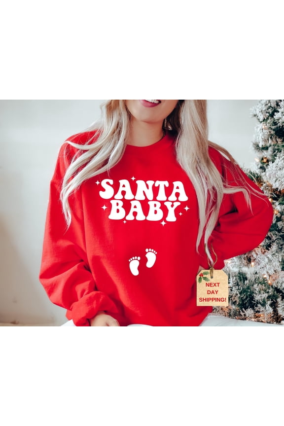 Santa Baby T-Shirt, Christmas Maternity, Christmas Pregnancy Announcement Hoodie, Pregnanc