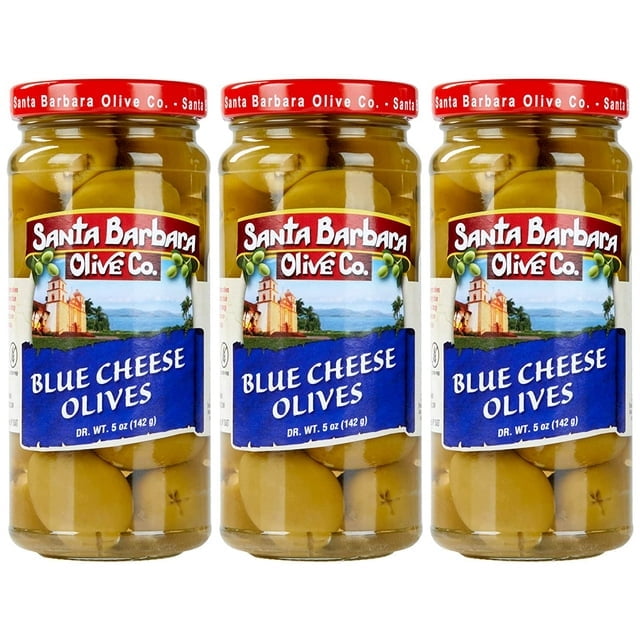 Divina Buffalo Blue Olives | 7.8 Oz Jar, Case Of 6 | Gourmet Stuffed Olives For Charcuterie & Appetizers