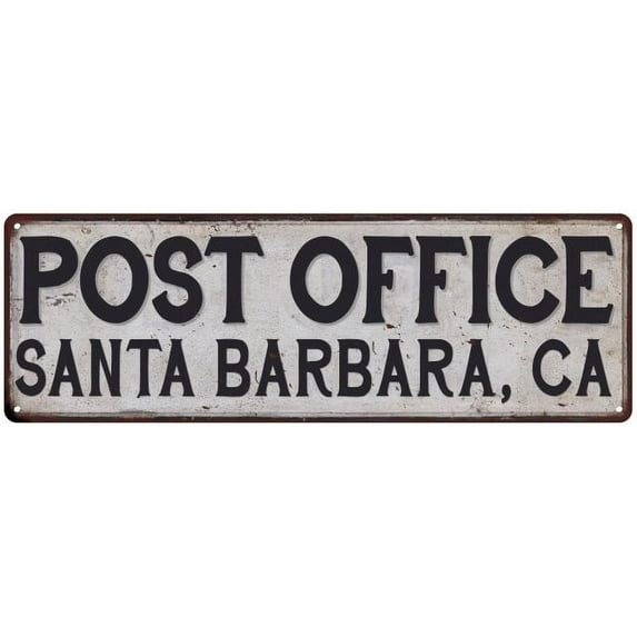 Santa Barbara, Ca Post Office Metal Sign Vintage 6x18 106180011335
