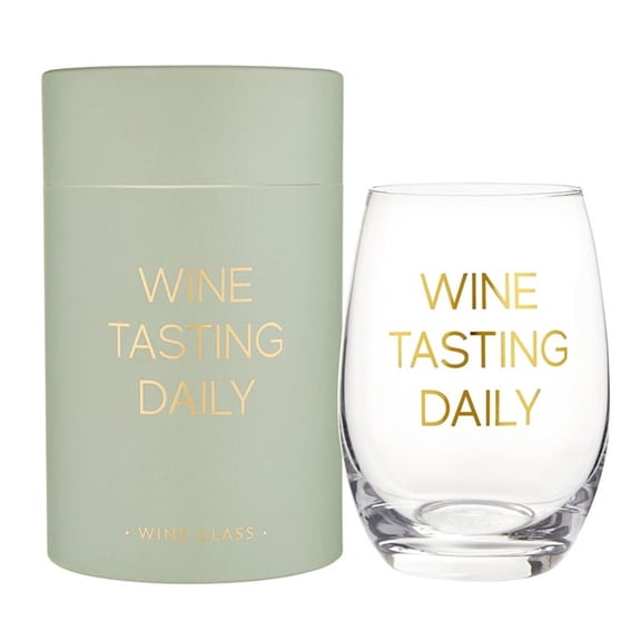 Santa Barbara Design Studio Wine Glass Gifts Stemless Wine Glass in Gift Box, 17-Ounce, Wine Tasting Daily