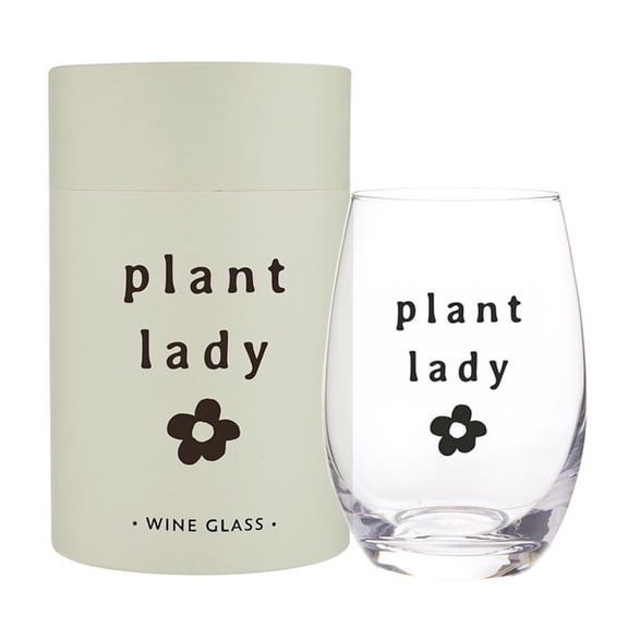 Santa Barbara Design Studio Gift Boxed Wine Glasses Gold Foil Stemless Wine Glass, 17-Ounce, Plant Lady