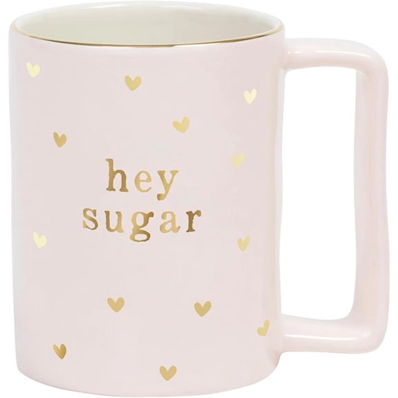 Santa Barbara Design Studio Gift Coffee Mugs Gold Foil Accented with Square Handle Ceramic Coffee or Tea Cup, 16-Ounce, Hey Sugar