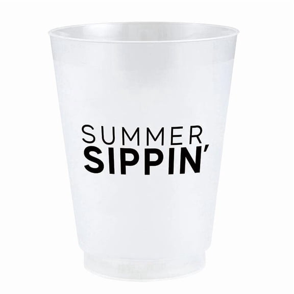 Santa Barbara Design Studio Party Cups 8-Count Reusable BPA-Free Plastic Frost Cups, 16-Ounce, Summer Sippin'